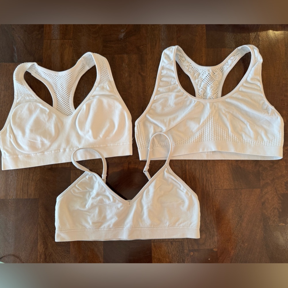Girls White Sports Bras Set